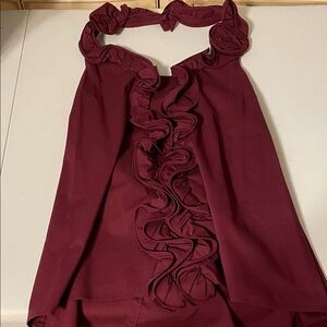 The Limited Burgundy Ruffle Halter Top